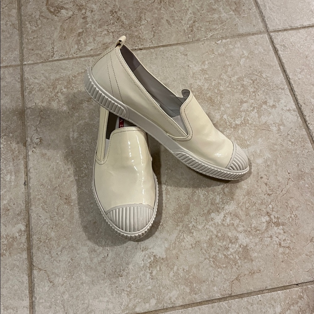 Prada Women's Cream Slip-On Sneakers, 8.5 USA size, 39.5 USA, preowned - Picture 6 of 14